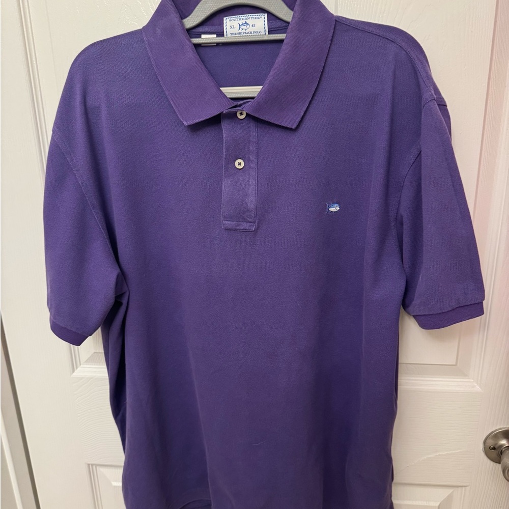 Southern Tide Purple Polo Shirt Classic Knit Design